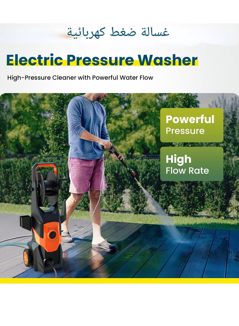 WEMART Electric Pressure Washer, 1800W 150Bar Power Washer with Quick Connect Nozzle, High Pressure Washer with Foam Gun for Car/Fence/Driveway/Patio/Home Cleaning - Image 2